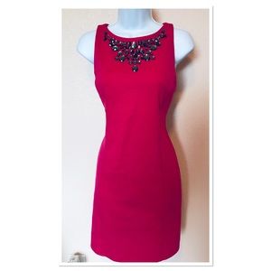 Jennifer Lopez Bright Pink Crystal Neck Dress 10